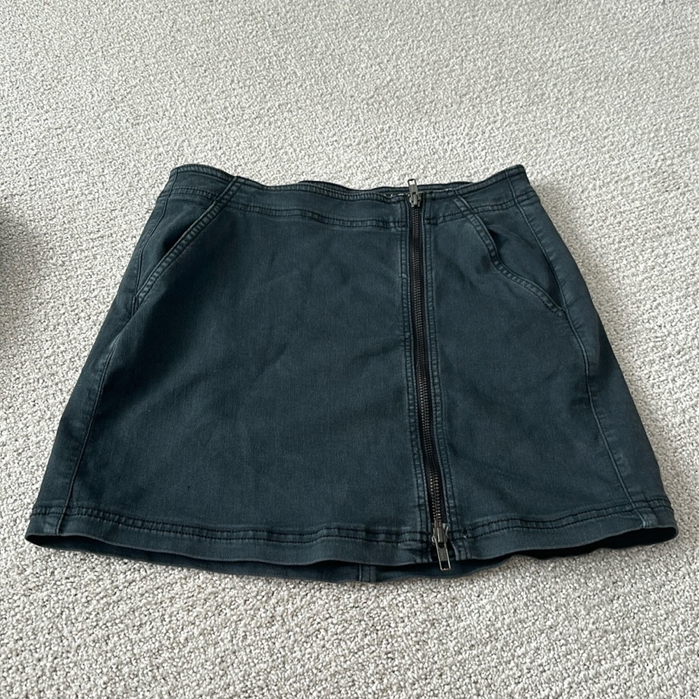 Black denim mini skirt